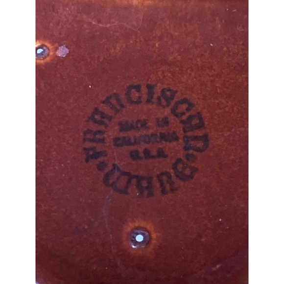 Franciscan Ware CA Art Deco Vtg Lidded Condiment Jar Set Coral/Sand - Picture 5 of 11